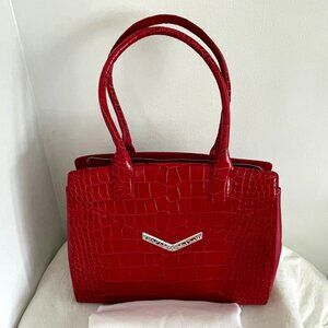 NWT Brighton Frances Tote Bag – Red Croc-Embossed Leather (Style H92367)